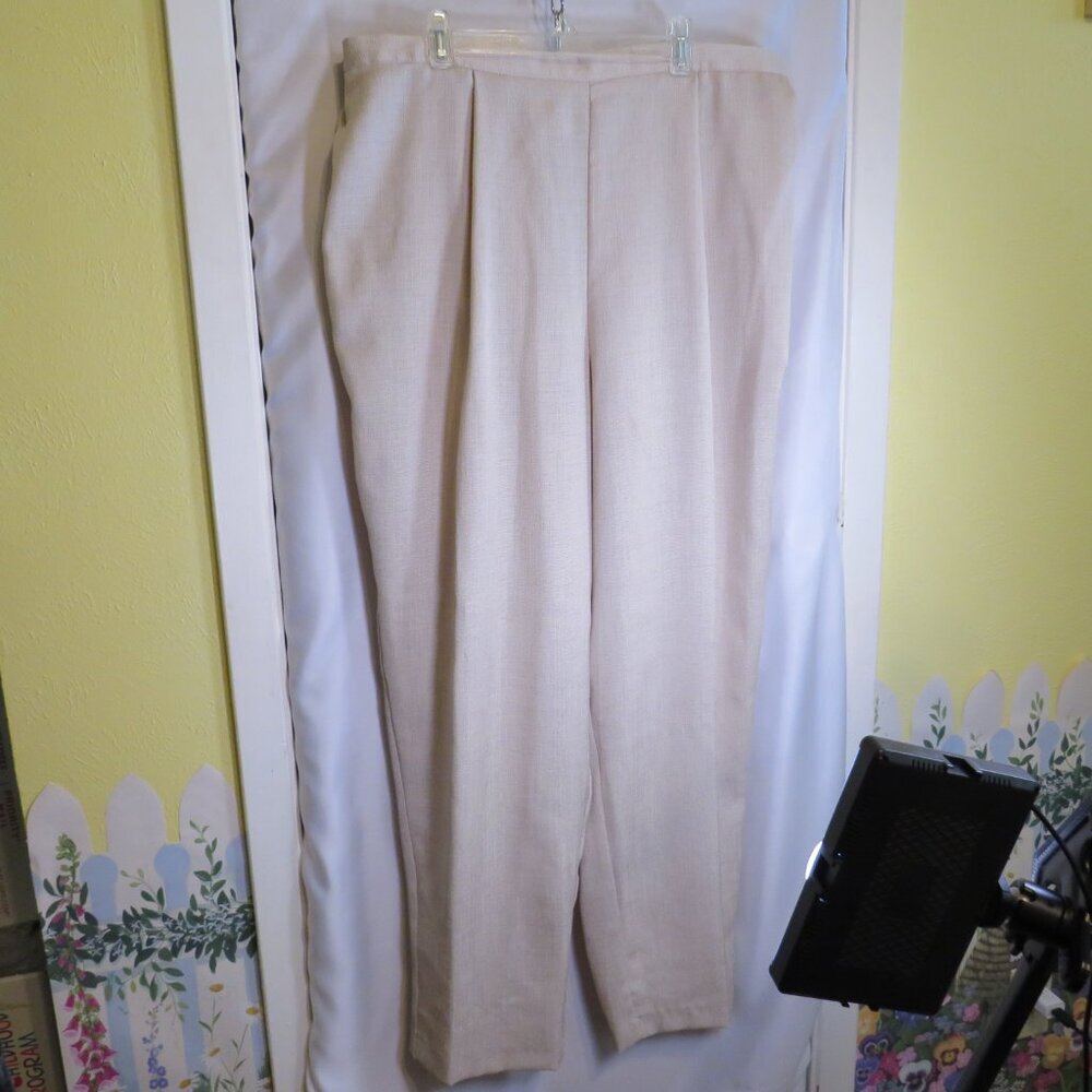 Jaclyn Smith Classic Plus 18W Cream Wide Leg Pleated Trousers Dress Pants